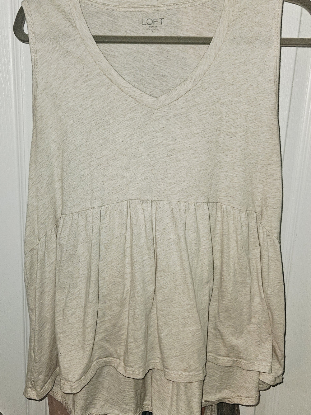 LOFT Cream V-Neck Peplum Tank Top